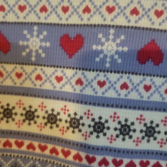 Women's cotton jersey unionsuit Pajamas sz XL PJs Nordic print Light blue/red - Picture 4 of 5